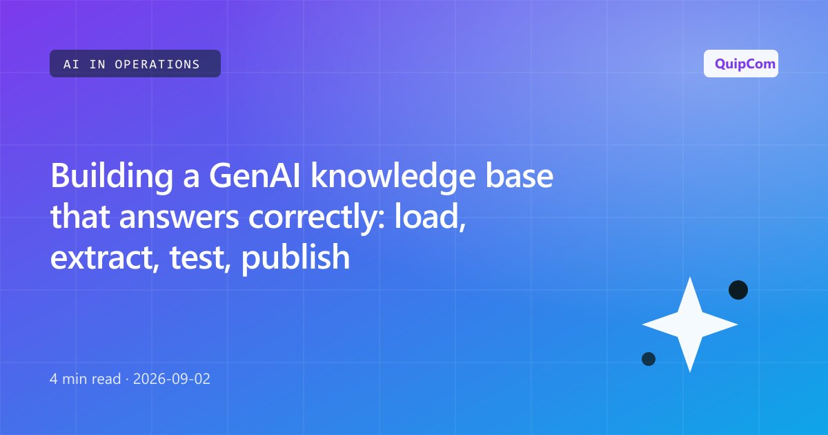 Building a GenAI knowledge base that answers correctly: load, extract, test, publish